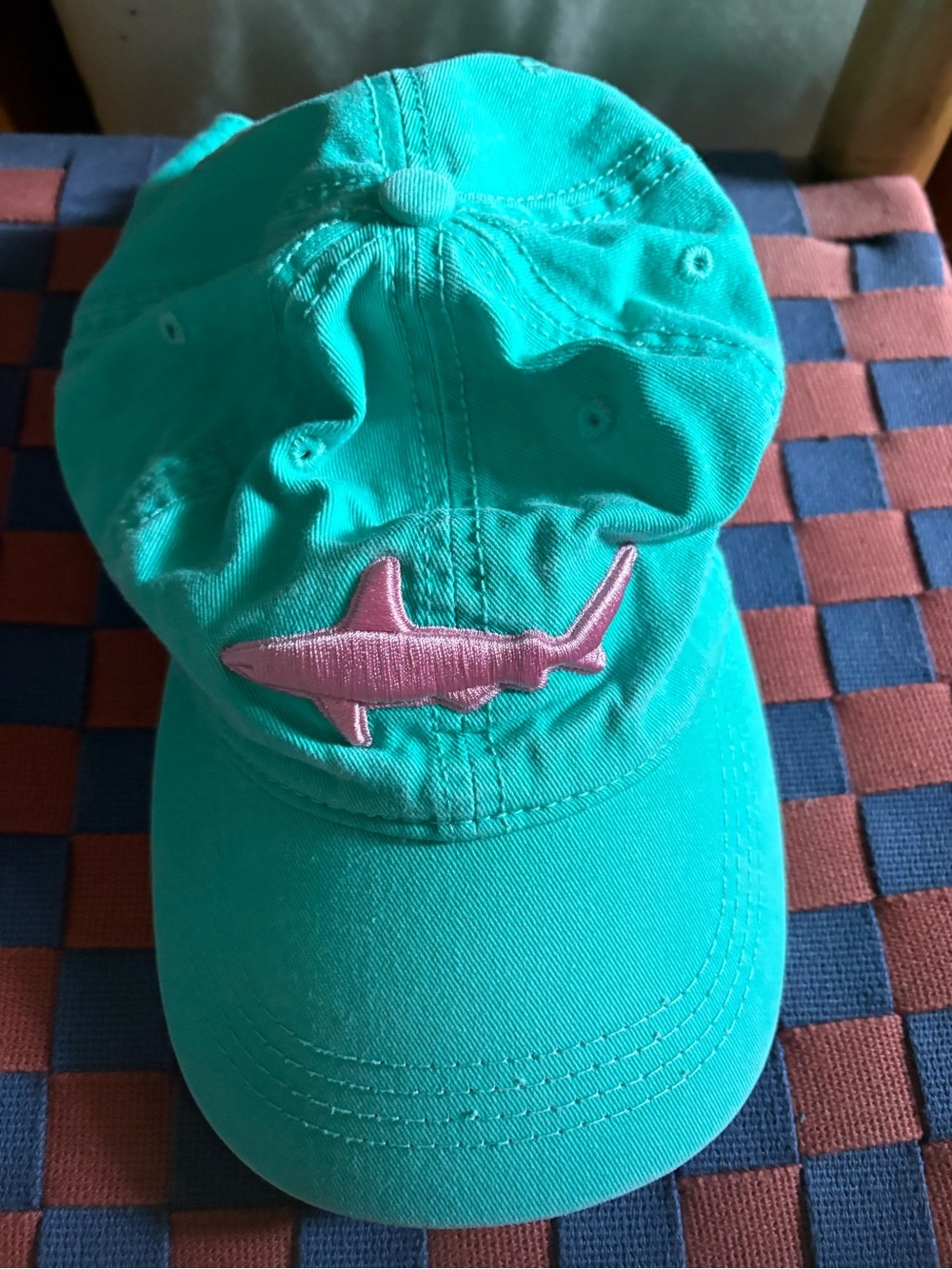 Cape Cod Shark Baseball Hat Green Pink Embroidered Adjustable Coastal Cap